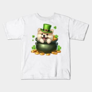 St Patricks Day Pomeranian Dog Kids T-Shirt